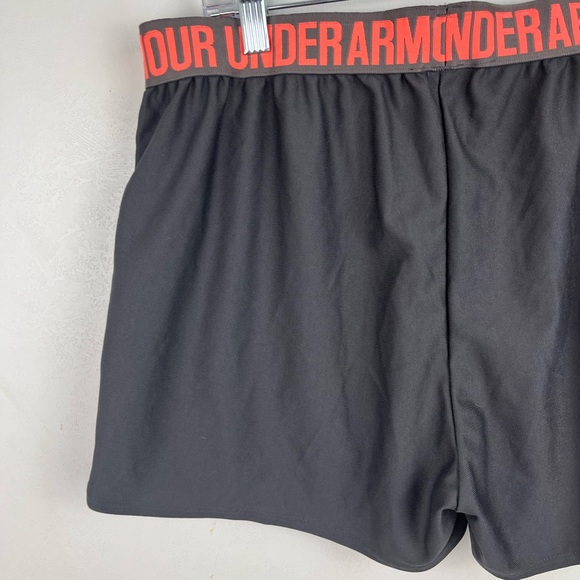 Under Armour Gray Orange Athletic Shorts Pockets Logo Travel Lounge - Picture 5 of 7